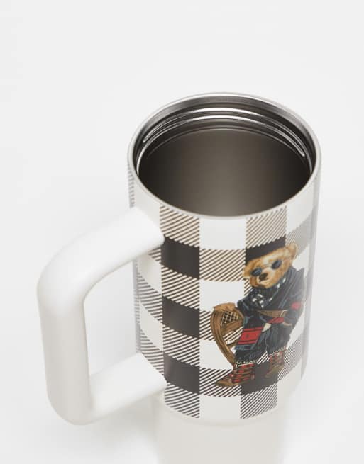 Polo Ralph Lauren reusable bear straw water bottle in black and white, 2 of 3