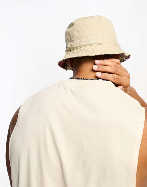 Polo Ralph Lauren reversible bucket hat in tan/ check with pony logo, 3 of 4