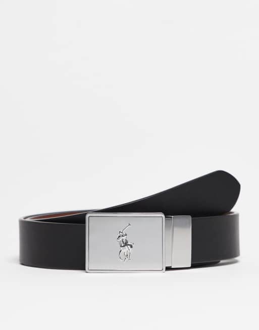 Polo Ralph Lauren reversible leather belt changeable buckle gift set in black/tan, 3 of 4