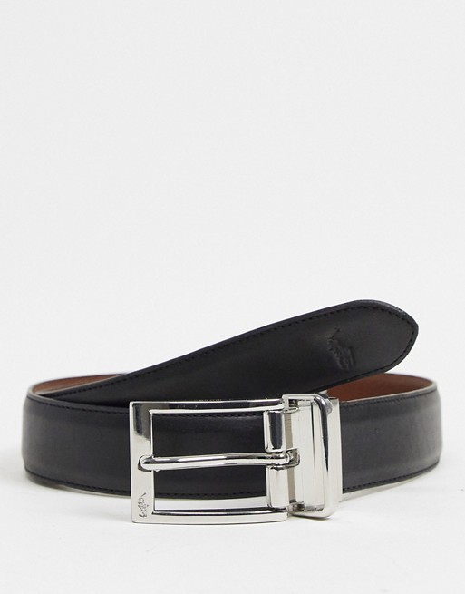 Polo Ralph Lauren reversible leather belt in black/tan with logo