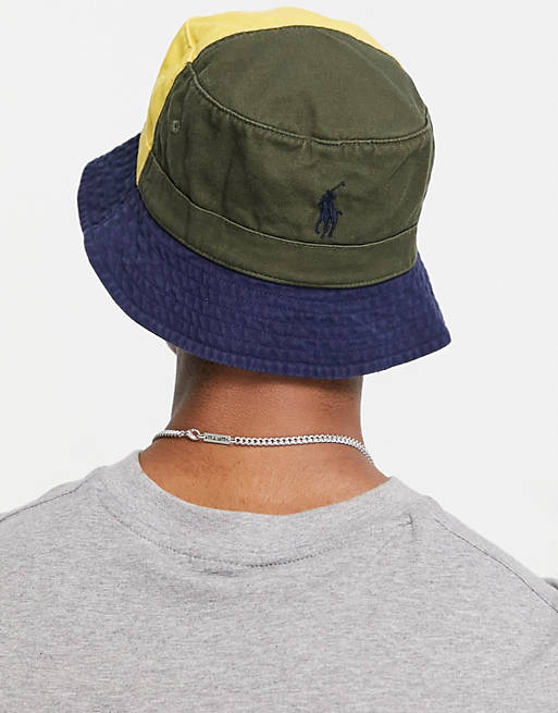 Polo Ralph Lauren reversible player logo twill colourblock bucket hat in  multi