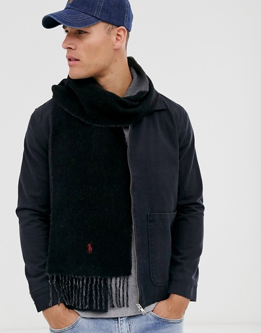 Polo Ralph Lauren reversible wool scarf in black/charcoal