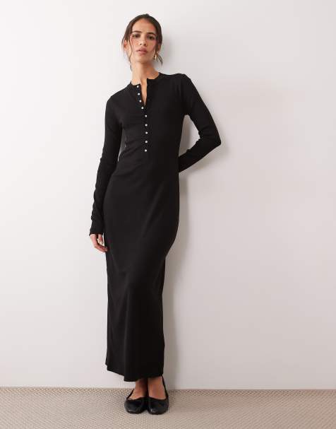 Polo Ralph Lauren rib maxi dress in black - view 1