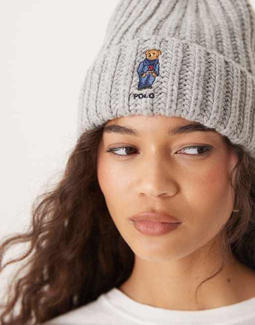 Polo Ralph Lauren rich wool bear logo hat in grey, 2 of 3