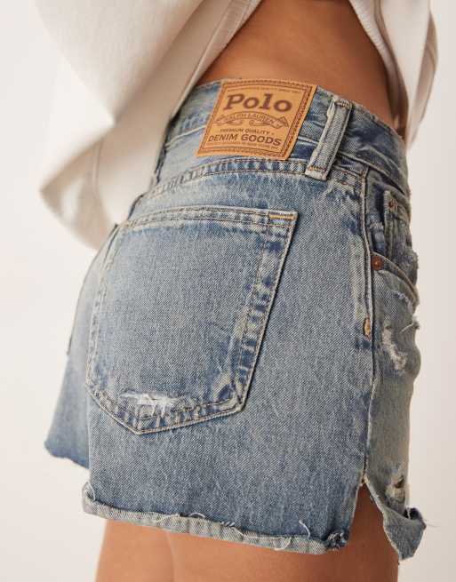 Polo Ralph Lauren ripped denim shorts in dark washed blue ASOS