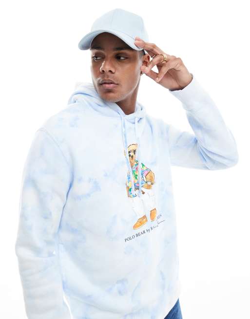Polo Ralph Lauren - Riviera Beach - Lyseblå hættetrøje med bjørneprint