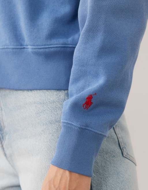 Polo Ralph Lauren RL sweatshirt met knoopsluiting in blauw, 3 van 4