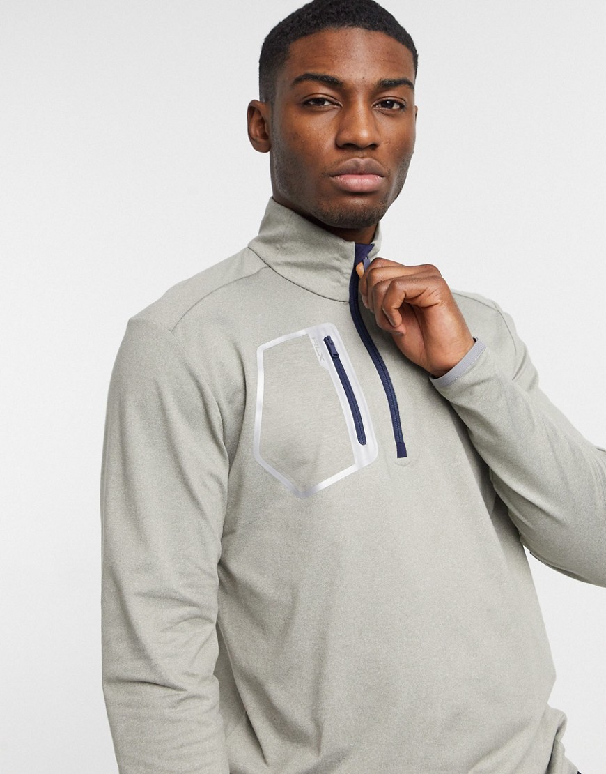 Polo Ralph Lauren RLX Golf tech jersey chest pocket half zip sweatshirt in dark sport marl-Grey