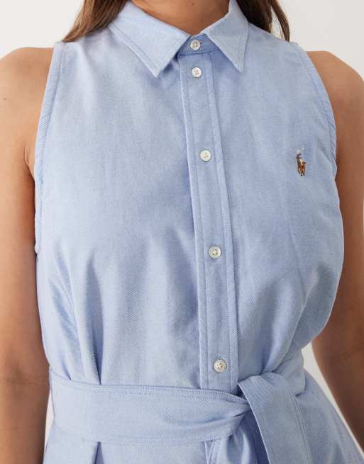 Polo Ralph Lauren - Robe chemise de jour sans manches - Bleu clair, 3 de 4