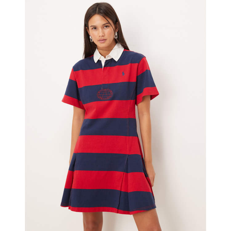 Robe Pull VOLCOM - Rouge Et Rayures Bleues - Taille S (36/38) - Logo Brodé - Occasion Très Bon État