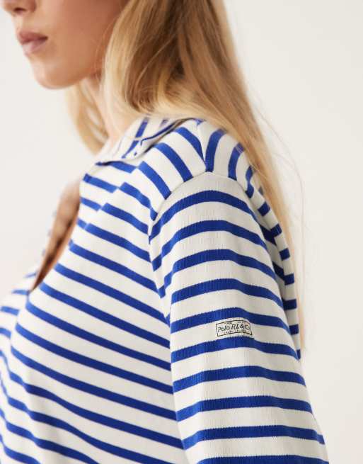 Polo Ralph Lauren - Robe tunique en maille à rayures - Blanc et bleu, 2 de 4