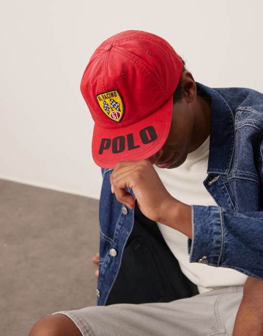 Polo Ralph Lauren – Röd baseballkeps i lätt bomullstwill med racinglogga i vintagestil