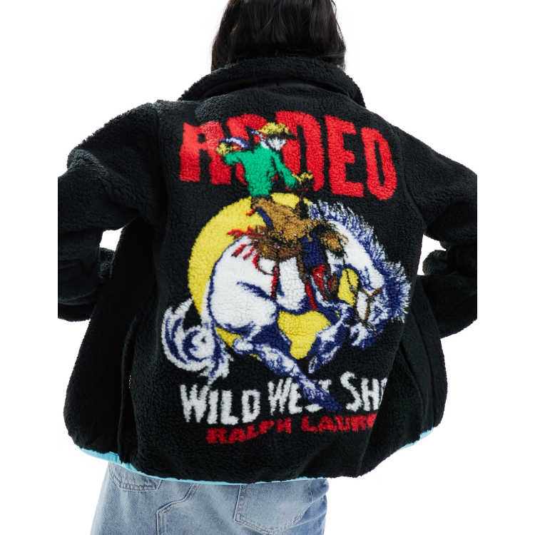 Nwt Polo Ralph Lauren Black Rodeo Wild West Fleece Jacket