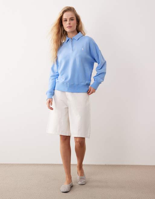 Polo Ralph Lauren – Rosa stickad sweatshirt med halvlång dragkedja, 2 av 4