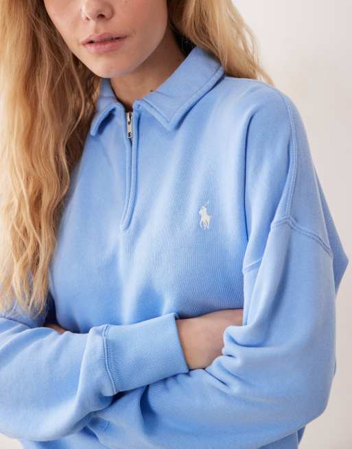 Polo Ralph Lauren – Rosa stickad sweatshirt med halvlång dragkedja, 3 av 4