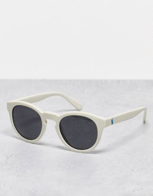 Polo Ralph Lauren round sunglasses in off white - exclusive to ASOS
