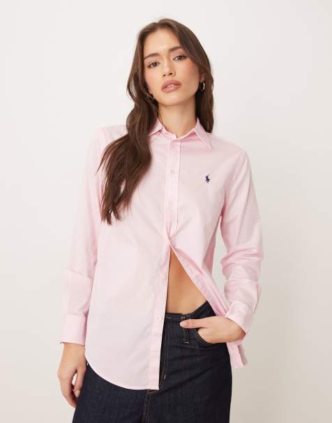 Polo Ralph Lauren – Różowa koszula o klasycznym kroju z bawełnianego diagonalu z logo Icon - view 1