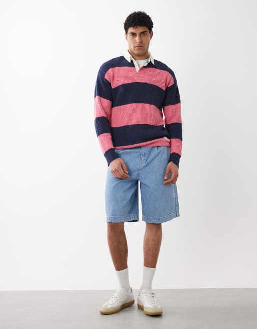 Polo Ralph Lauren – Rugby-Pullover in Marineblau und Rosa mit Markenlogo, 2 von 5