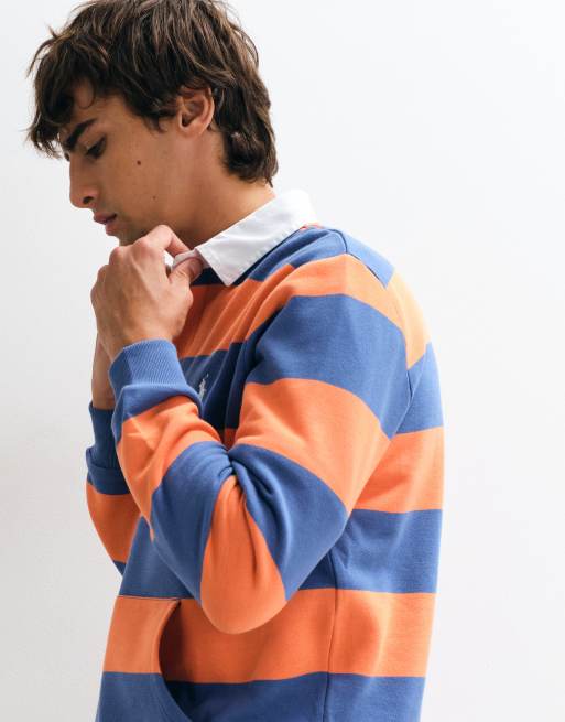 Polo Ralph Lauren rugby shirt con logo orso in arancione e blu, 3 di 5