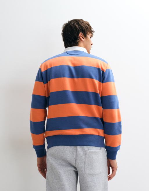 Polo Ralph Lauren rugbyskjorte med bjernelogo i orange og blå, 4 af 5