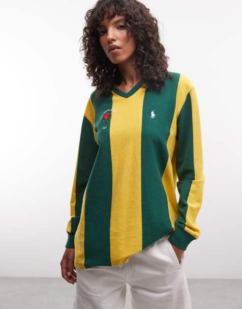 Polo Ralph Lauren rugbytop met verticale strepen in groen - view 1