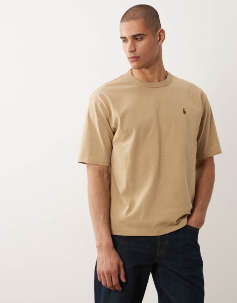 Polo Ralph Lauren - Ruimvallend T-shirt van zware stof met icoonlogo in beige - view 1