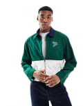 [Polo Ralph Lauren] Polo Ralph Lauren run club Bayport P-wing logo colourblock poplin harrington jacket in dark green / cream S Dark Green/Cream