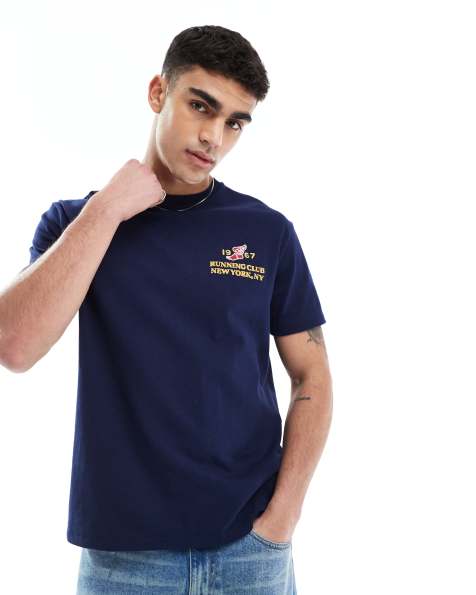 Polo Ralph Lauren run club P-wing logo print t-shirt classic oversized fit in navy