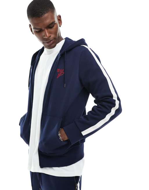 Polo Ralph Lauren run club stripe taped sleeve full zip pique