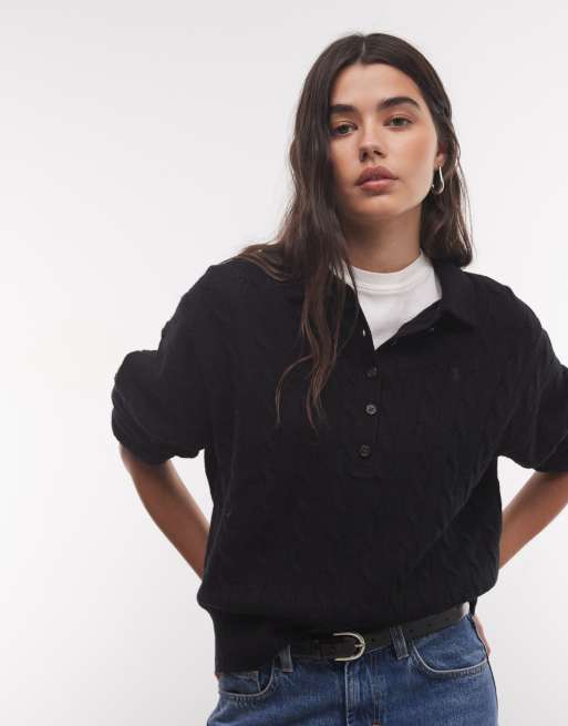 Polo Ralph Lauren rutig tröja med krage i svart, 3 av 4