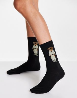 Polo Ralph Lauren safari bear socks in black
