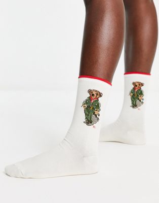 Polo Ralph Lauren safari teddy socks in ecru