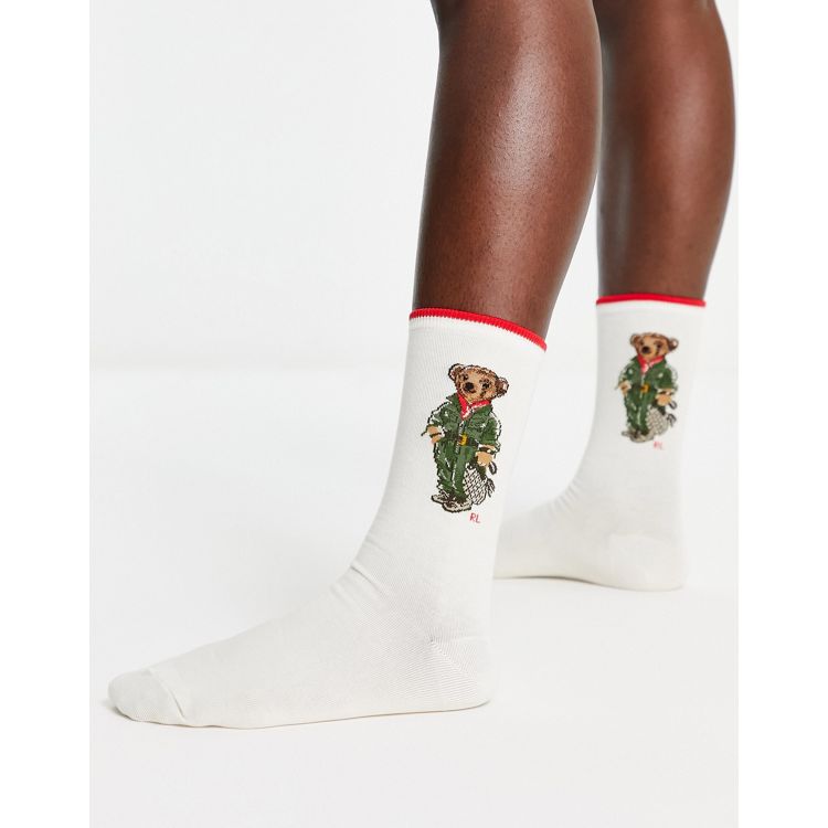 Polo Ralph Lauren safari teddy socks in ecru | ASOS