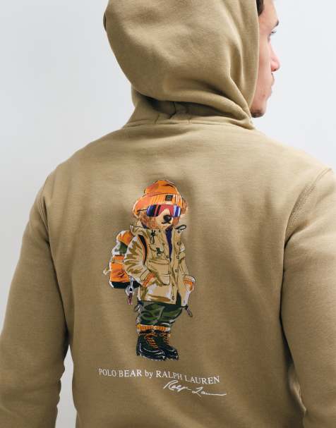 Polo Ralph Lauren säsongsbetonad huvtröja med björntryck på ryggen i beige - view 1