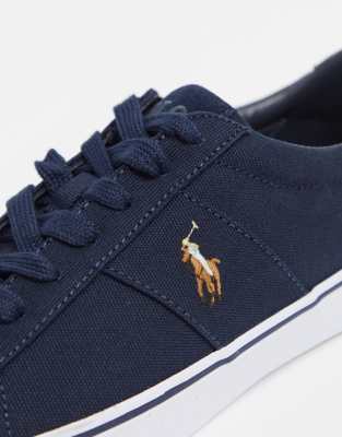 polo ralph lauren sayer canvas sneaker with multi polo player in white