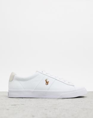 Polo Ralph Lauren Longwood Logo-print Leather Low-top Trainers In White