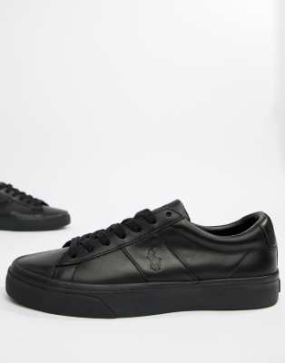 ralph lauren black leather trainers