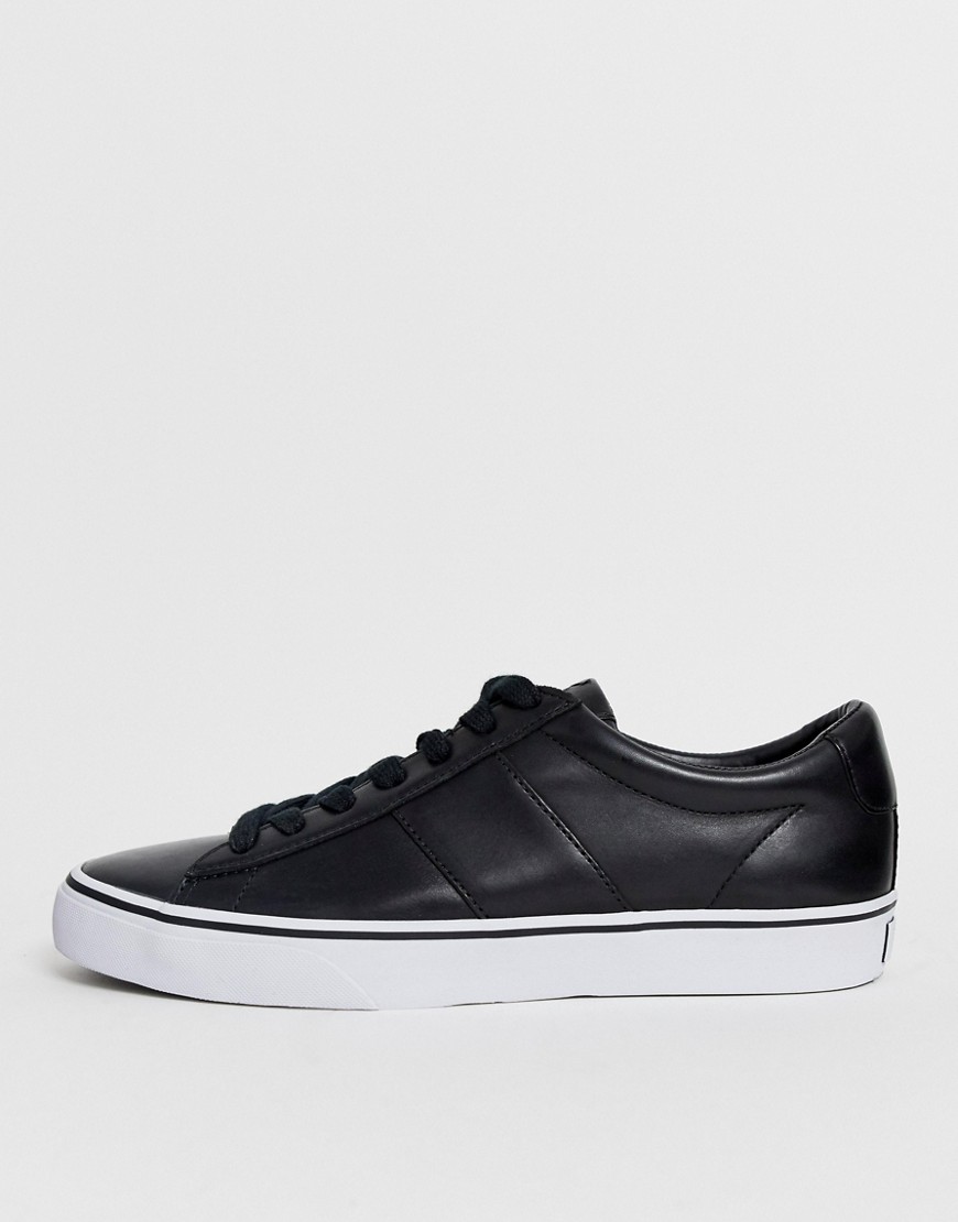 Polo Ralph Lauren - sayer - Leren sneakers met polospeler logo in zwart