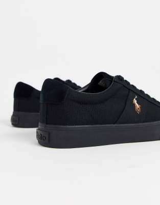 polo ralph lauren sayer canvas sneaker with multi polo player in white