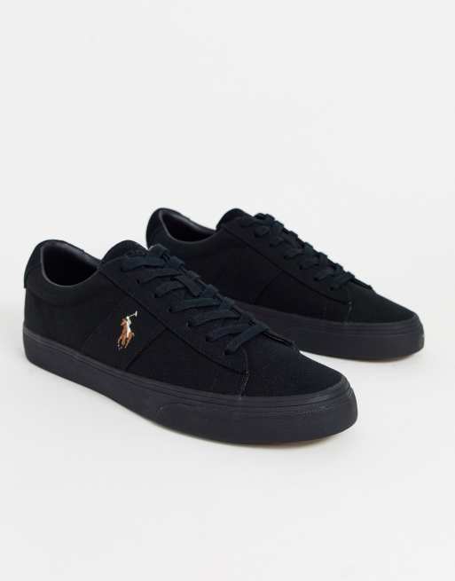 Polo Ralph Lauren sayer sneaker in canvas black with tonal player logo |  ASOS