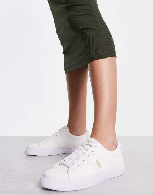 Polo Ralph Lauren – Sayer – Sneaker in Weiß mit Polospieler-Logo in Creme