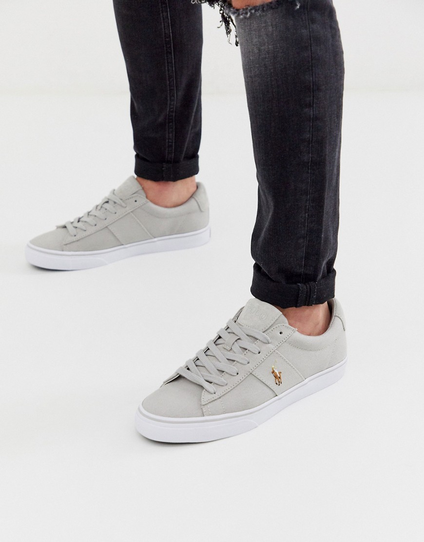 Polo Ralph Lauren - Sayer - Sneakers di tela grigie con logo multi-Grigio