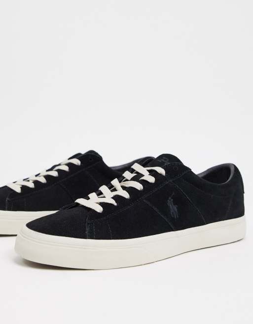 Polo Ralph Lauren sayer suede trainer in black | ASOS