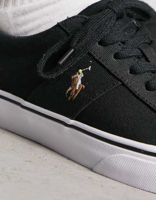 Polo Ralph Lauren sayer trainer in black with pony logo, 2 of 4