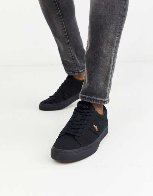 Polo black shop canvas shoes