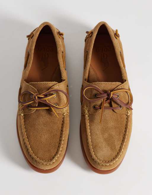 Polo Ralph Lauren - Scarpe da barca in camoscio color cuoio con nappe, 3 di 4