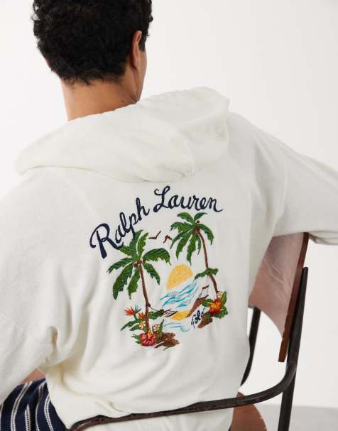 Polo Ralph Lauren scenic back embroidered hoodie in cream - view 1
