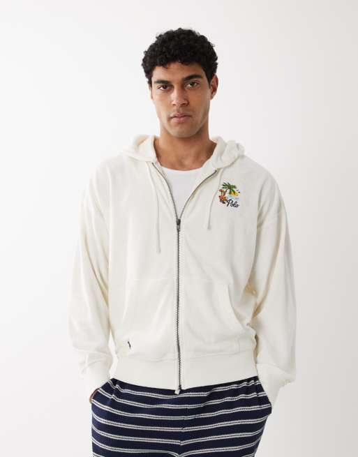 Polo Ralph Lauren scenic back embroidered hoodie in cream, 3 of 5