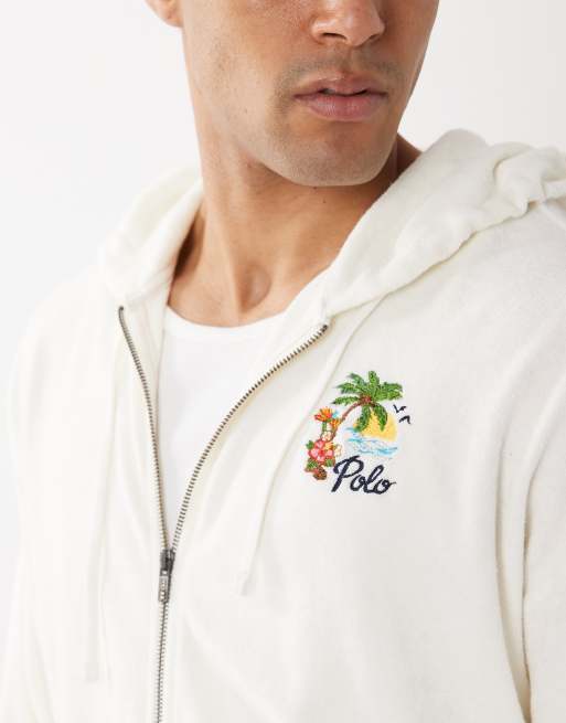 Polo Ralph Lauren scenic back embroidered hoodie in cream, 4 of 5