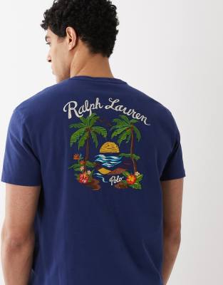 Polo Ralph Lauren Men's Blue Scenic Back Embroidered T-Shirt In Navy